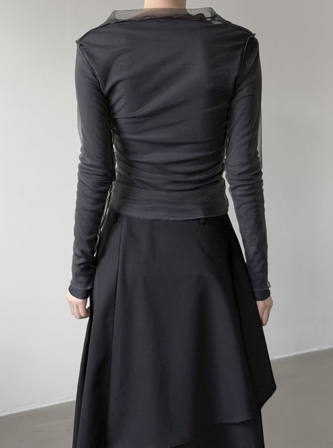 Folden Mesh Layered Collar Tee