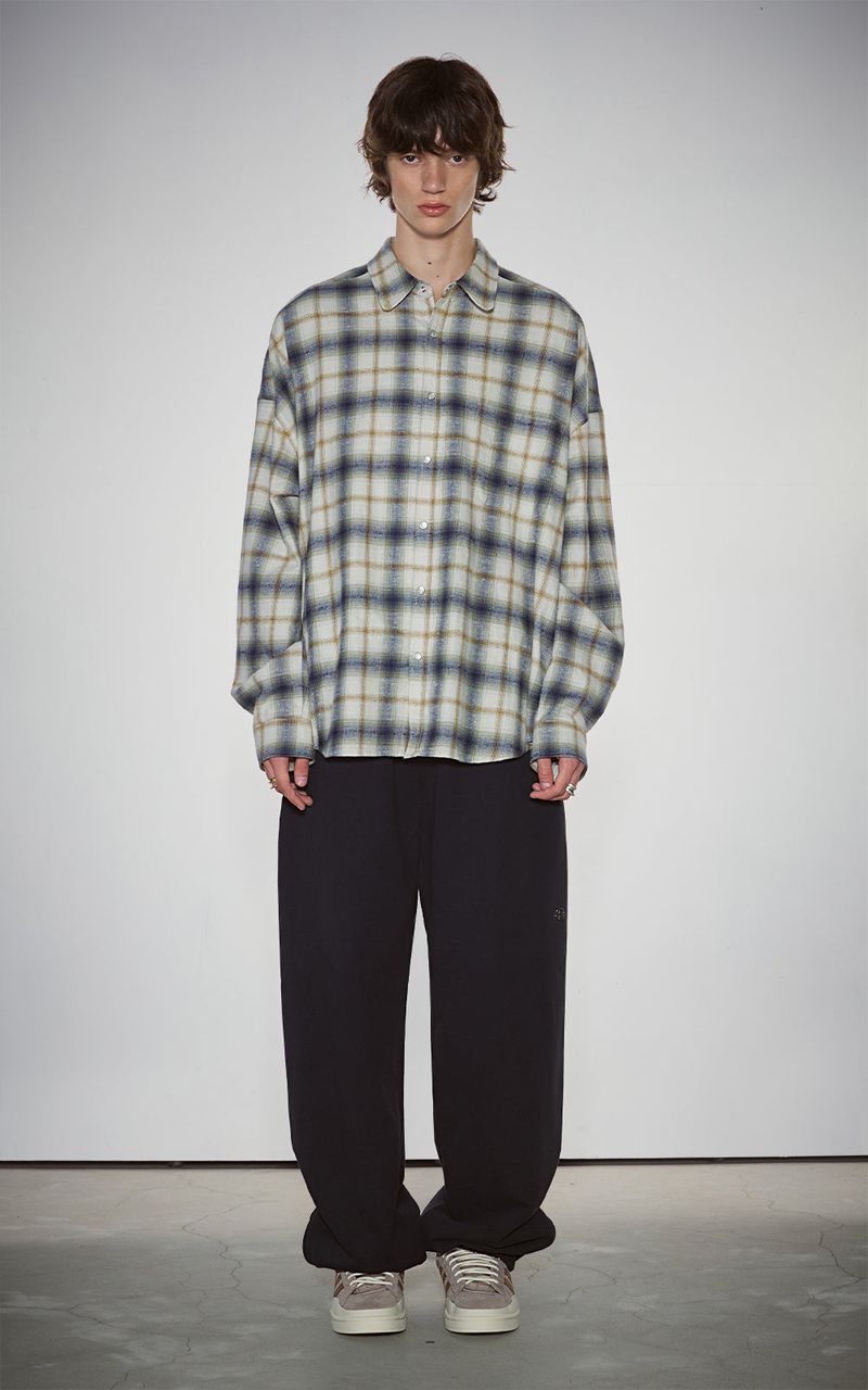 ROUNDED COLLAR CHECK SHIRT_IVORY