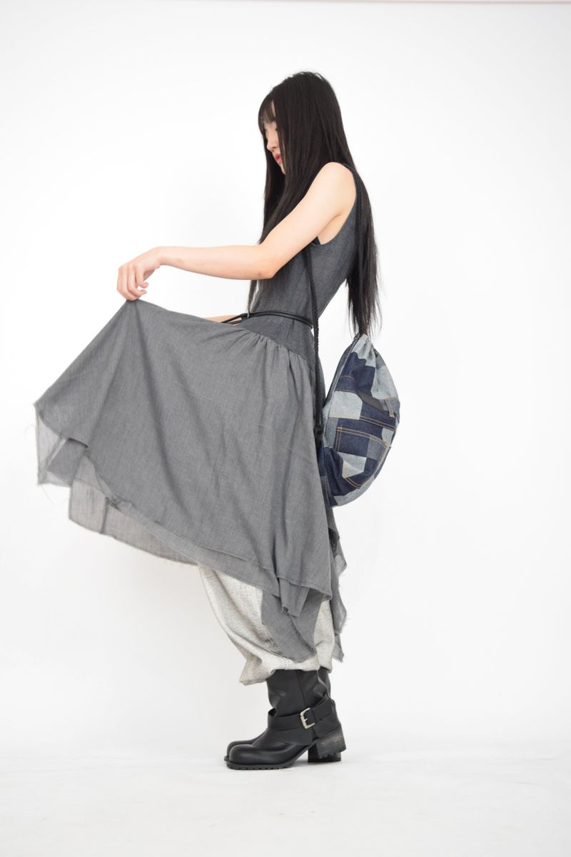 Square Denim Pocket Backpack