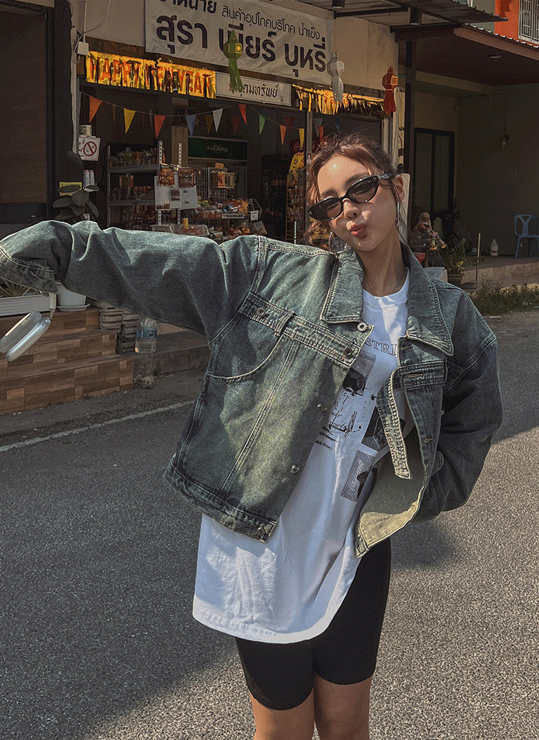 ULAN（ユレン）の「リッシュフロントベルトクロップデニムジャケット（ジャケット/アウター）」