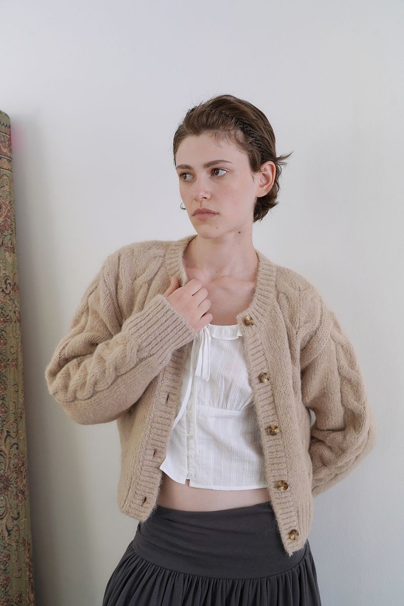 Mohair cable cardigan_beige