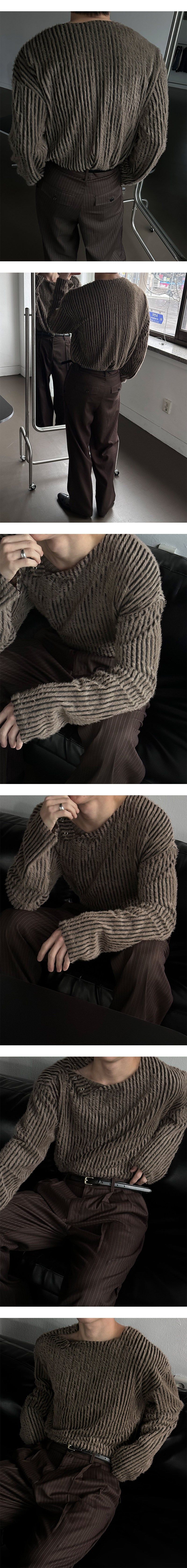  [S/S] Stripe snap henry neck sleeves(2color)