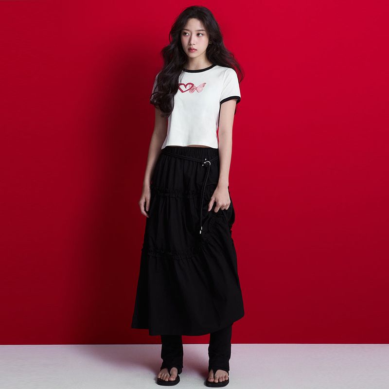 FRILL TIERED LONG SKIRT_IVORY