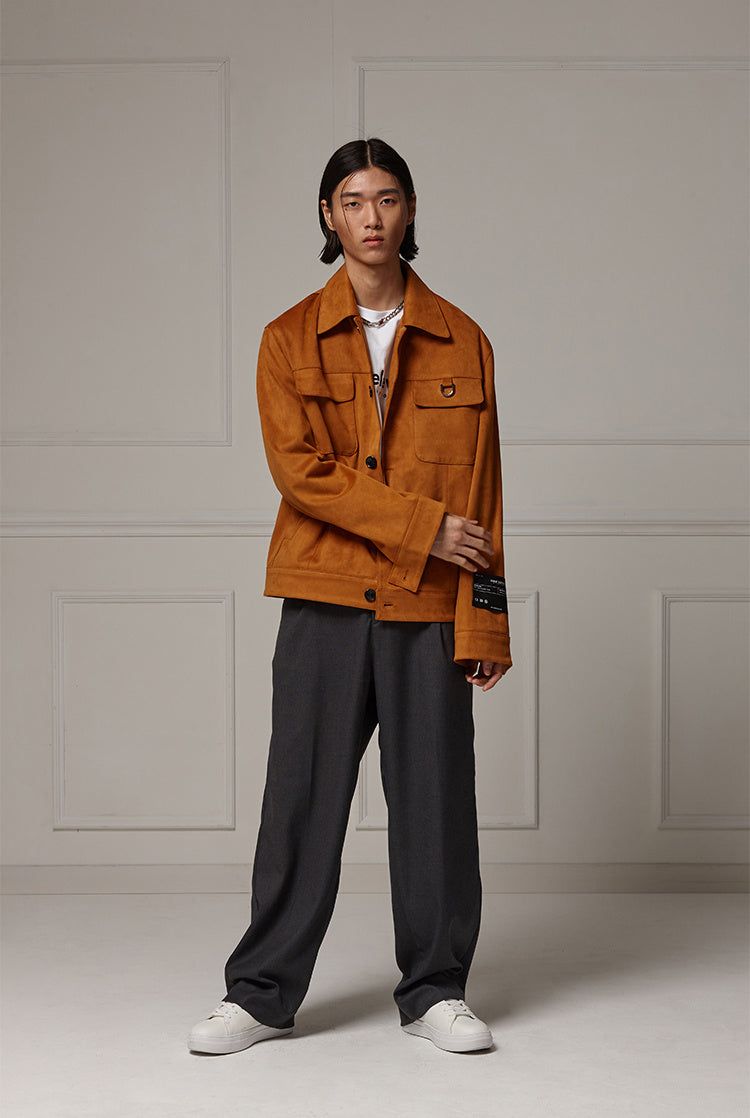 Suede wide pocket jacket