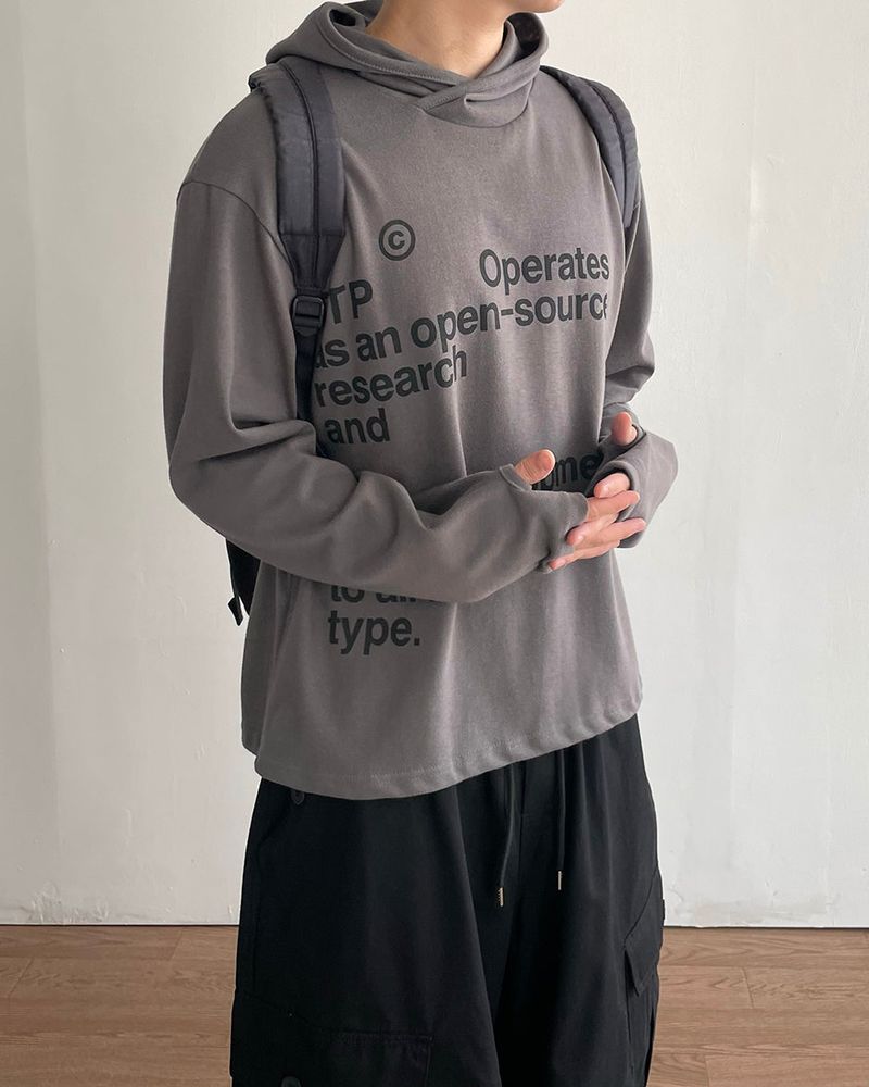オープンレタリングフードロングスリーブ