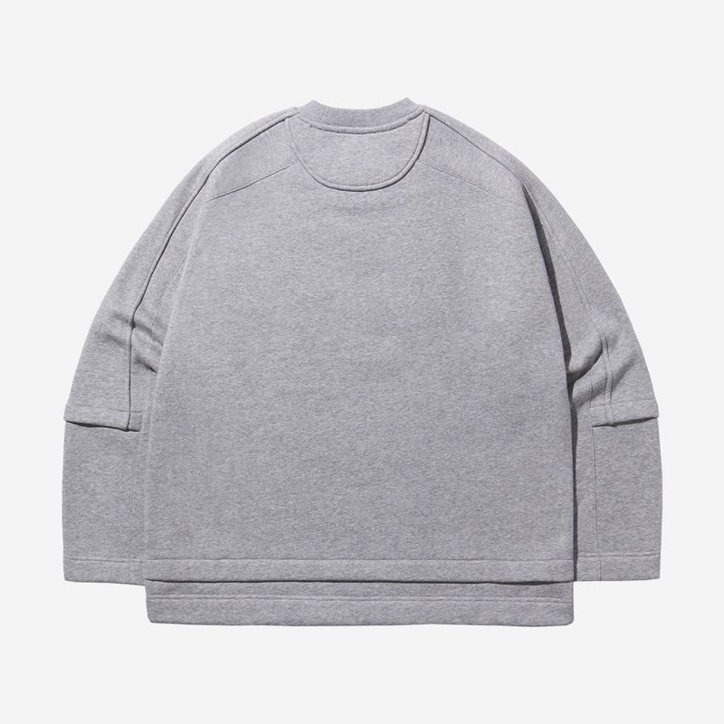 Cotton Napping Round Sweat Shirt - M/GREY