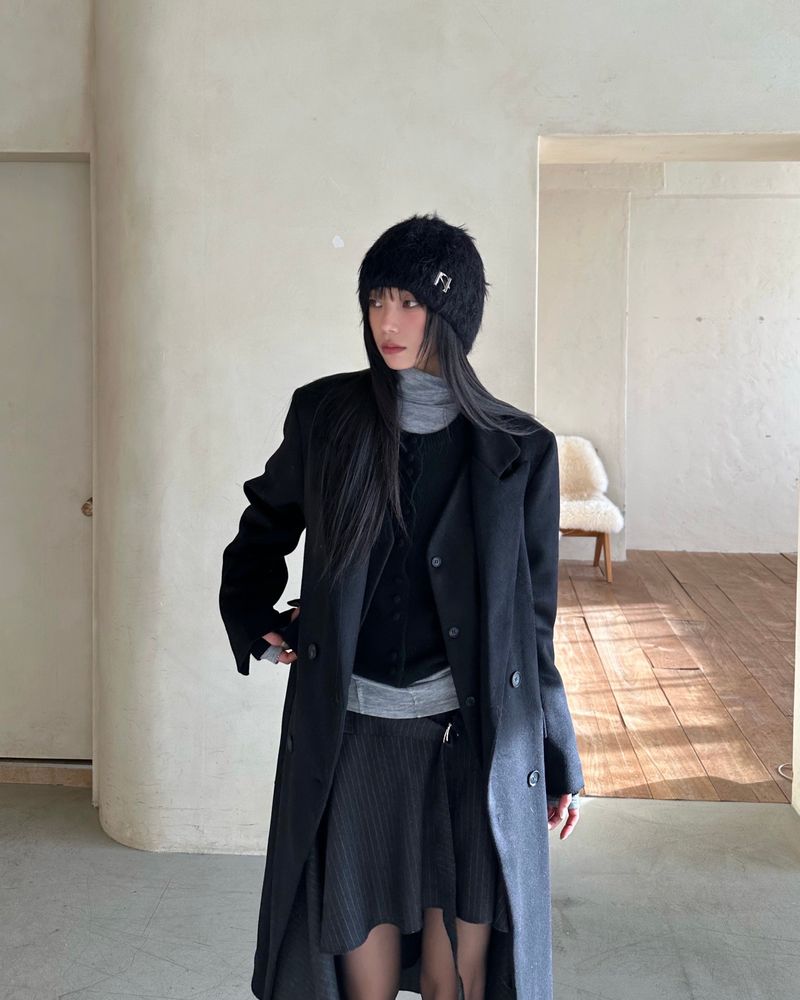NEWALRIN Classic Long Wool Coat & Vest Set