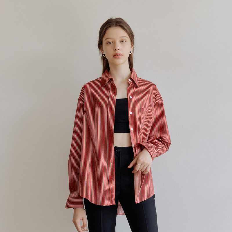 ストライプオーバーシャツ / STRIPE OVER SHIRT_RED
