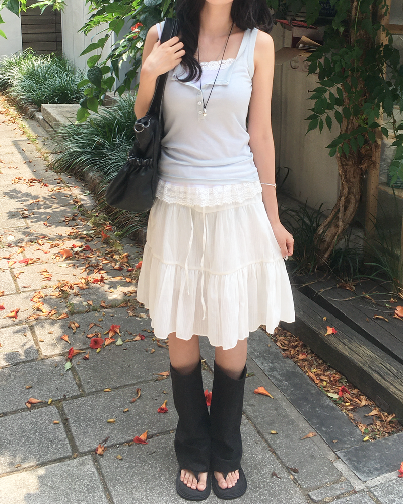 Tencel button sleeveless
