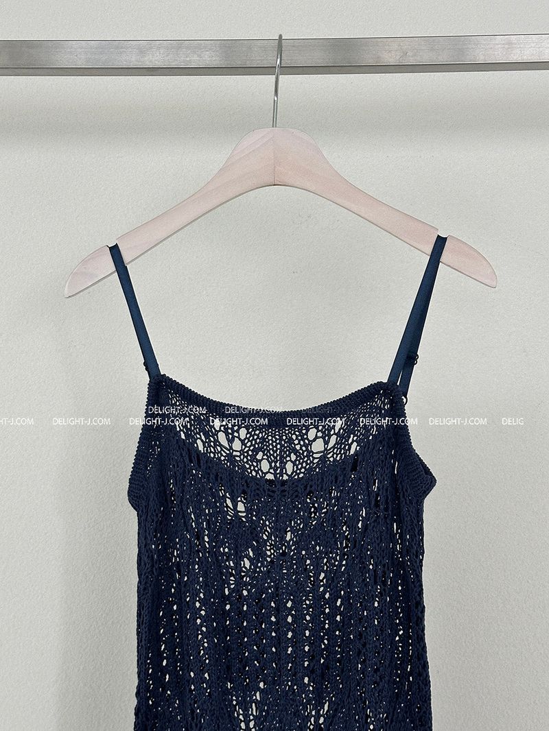 Punching Mesh Knit Bustier Long Dress