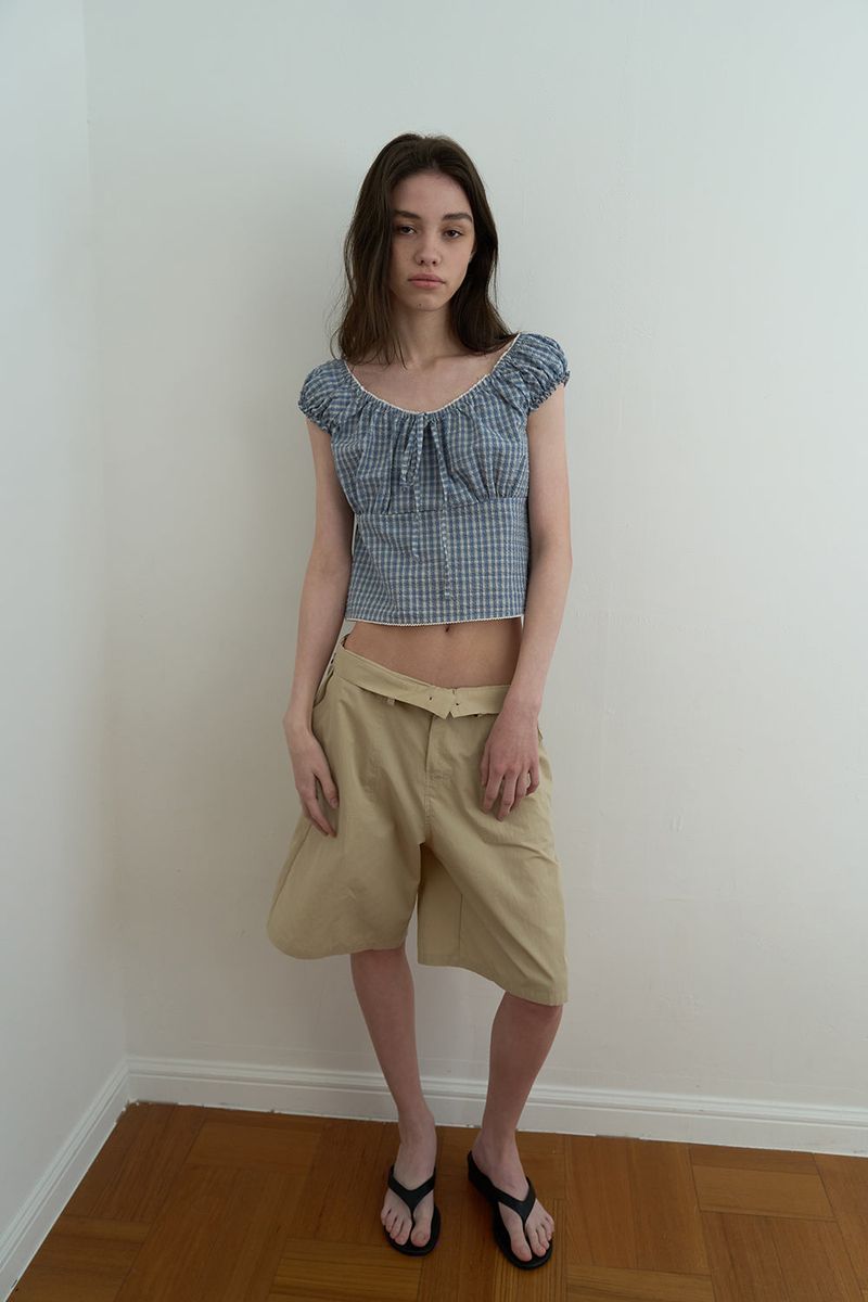 Bow bermuda pants_beige