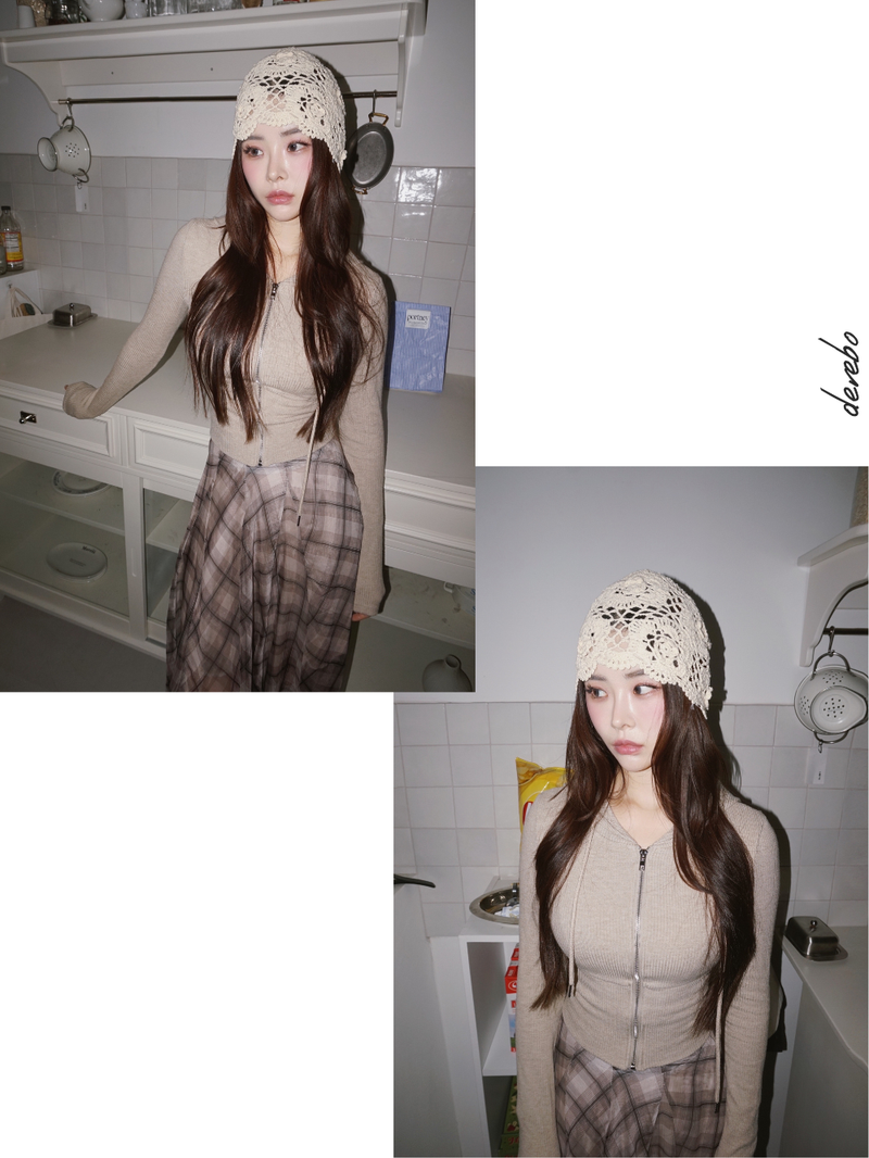 Long Check Chiffon Sharalla Skirt