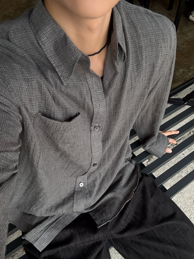 Mist checkered long sleeve shirt