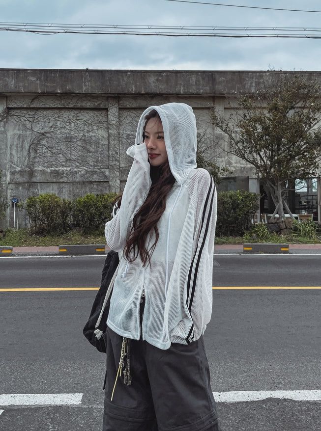 Summer Track Mesh Hooded Zip-Up