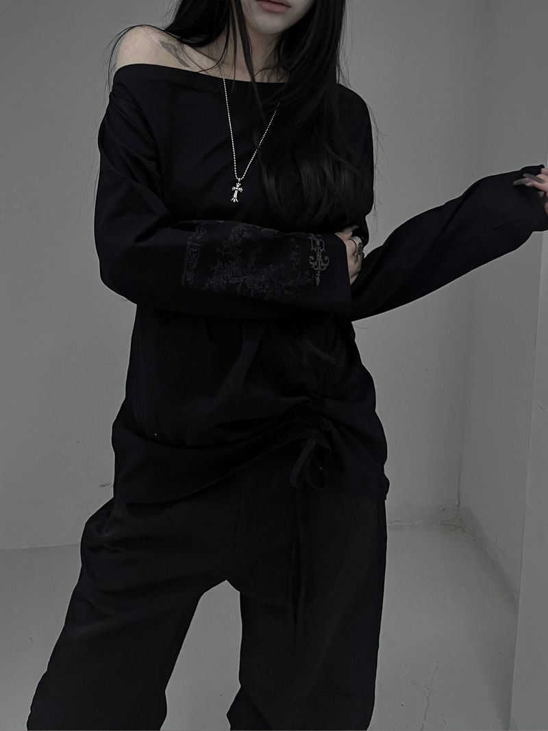 tattoo shirring long sleeve T (2color)