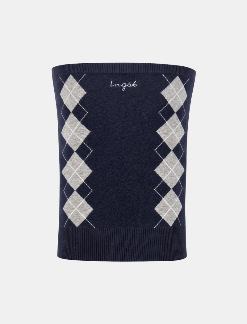 Classic Argyle Knit Tube Top