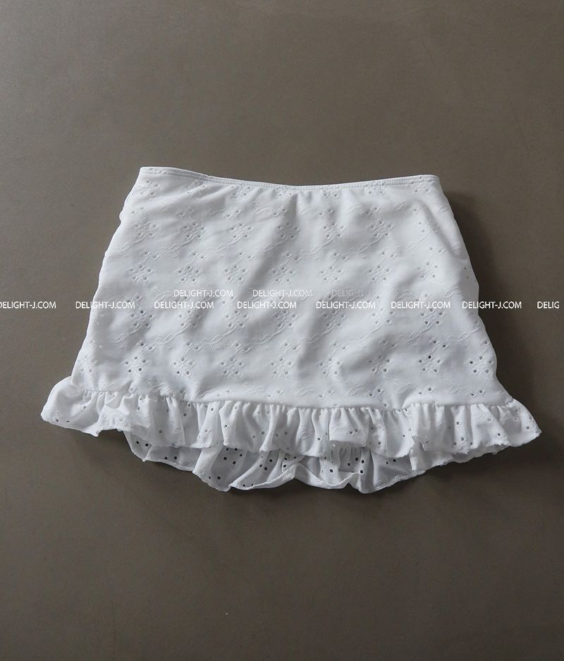 punching eyelet ribbon skirt bikini