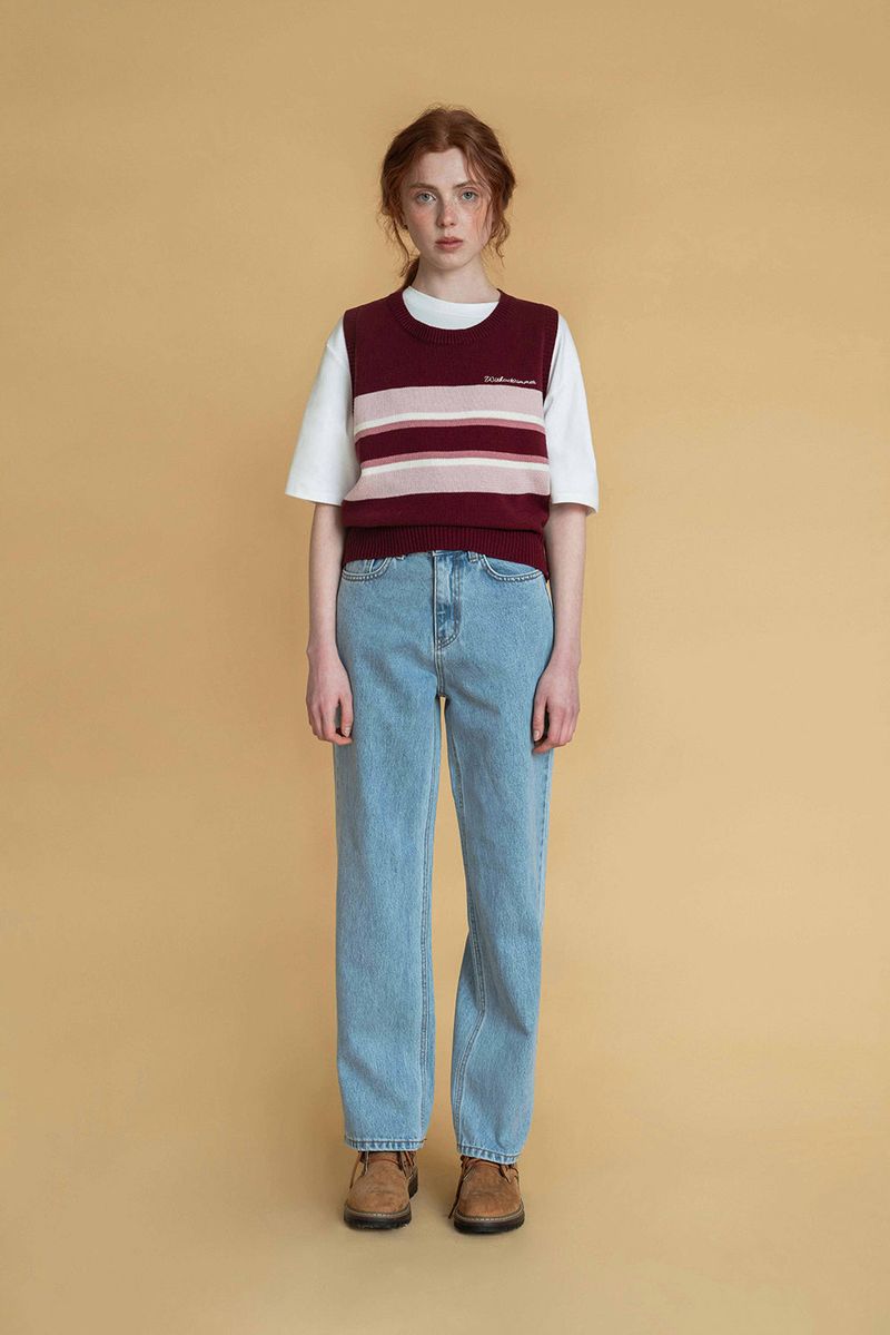 Take knit vest_wine