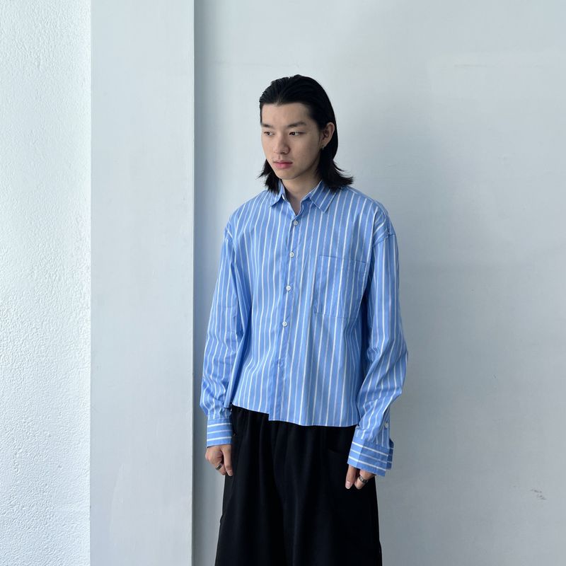 Boxy Cropped Striped Shirt