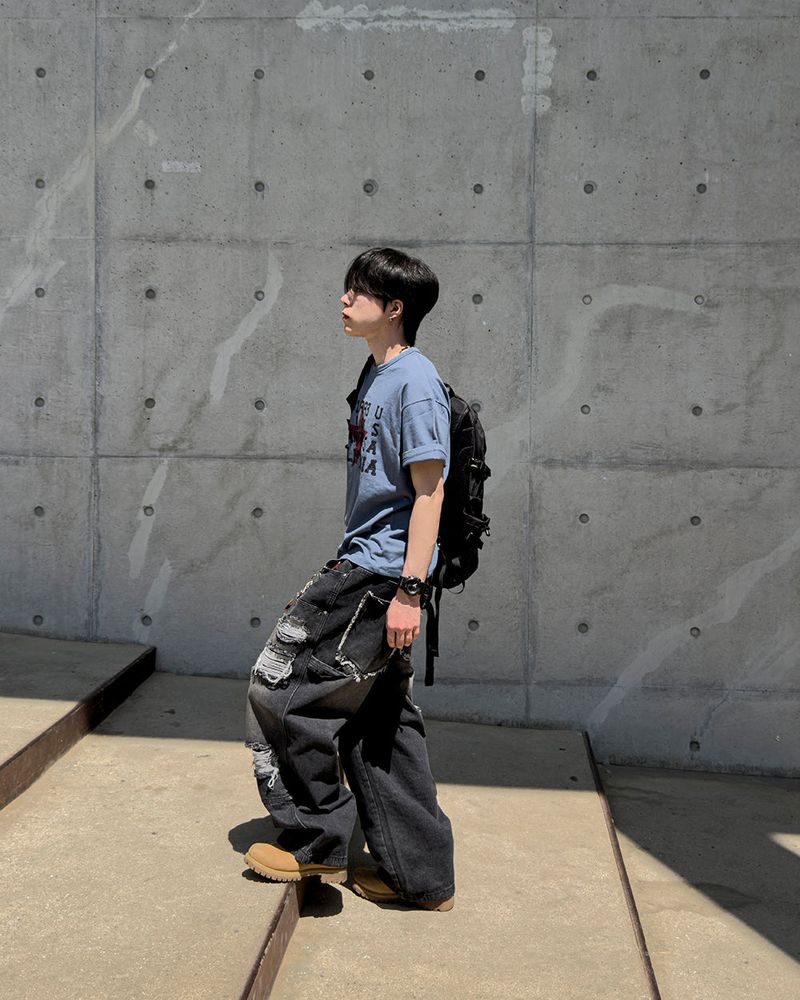 Devon Carpenter Wide Distressed Denim