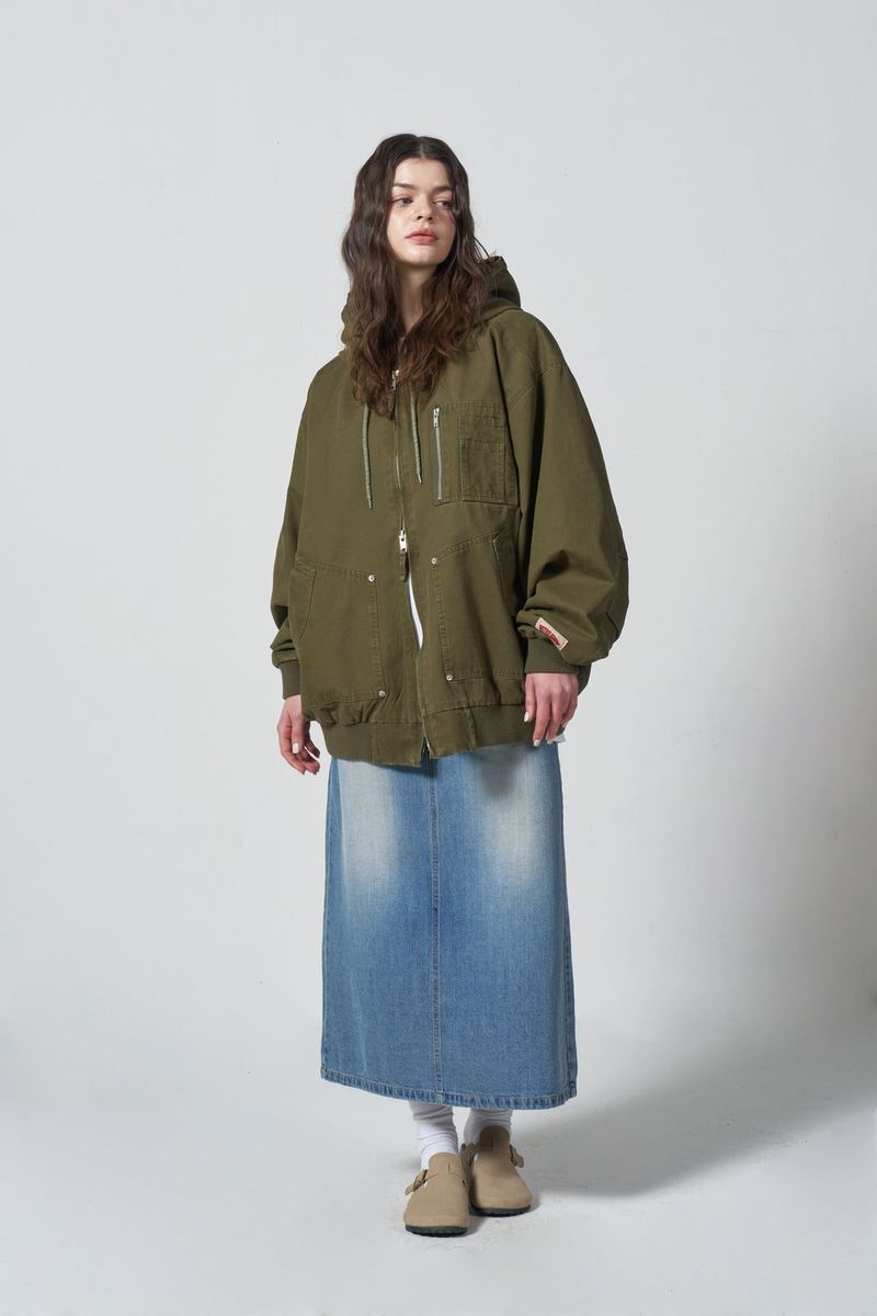 Work hood zip-up jacket