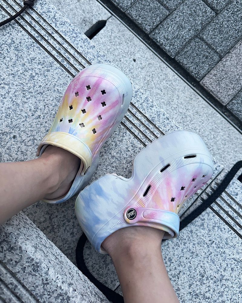 Leopard Print Platform Clog Whole Hoop Slippers