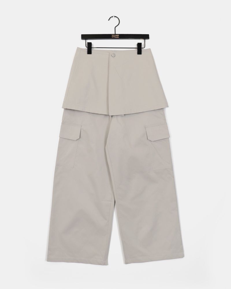 [SET] Onfor Layered Skirt Cotton Cargo Pants