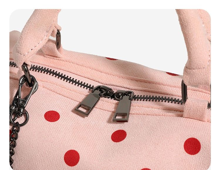 Pink Polka Dot Boston Bag with Star Charm