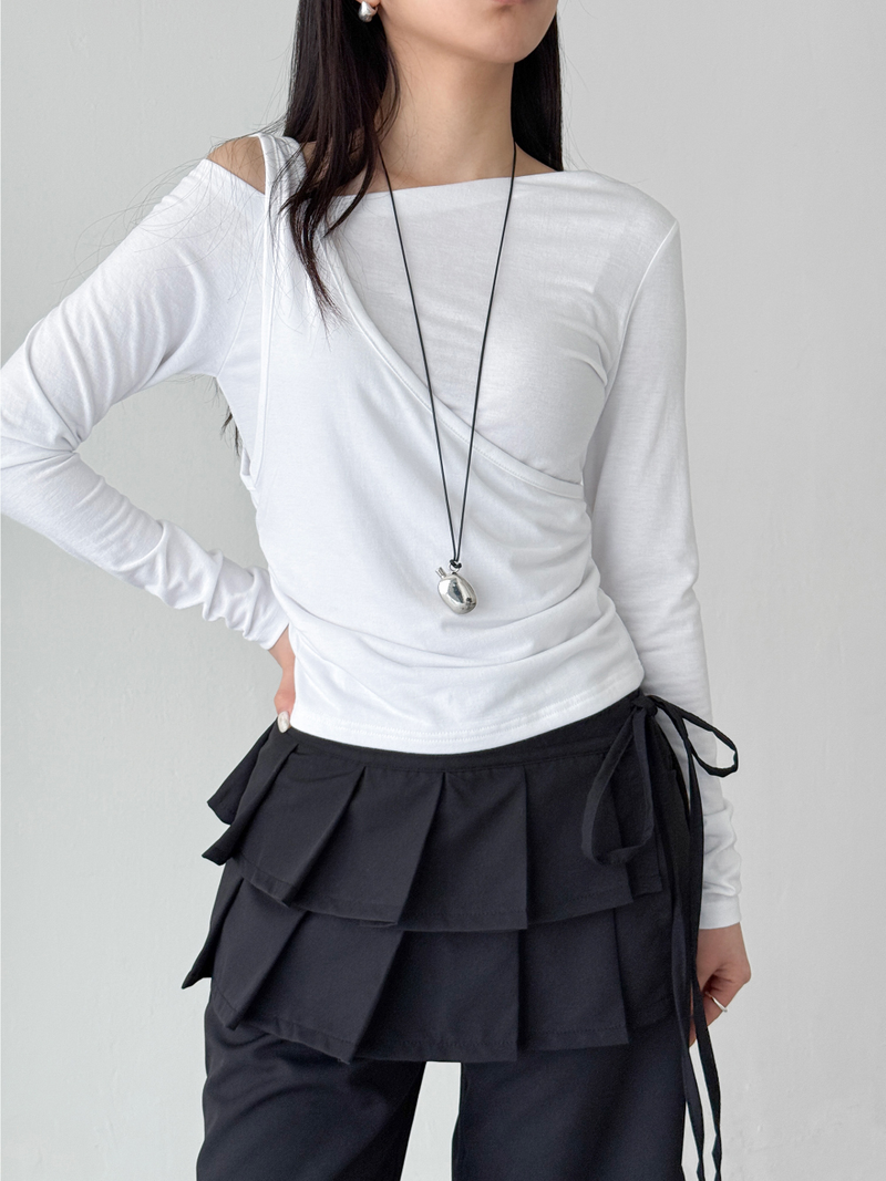 pleated wrap skirt pants (2color)