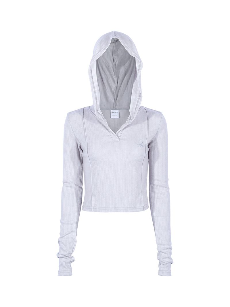 WARM CROP HOODIE_Ice Gray