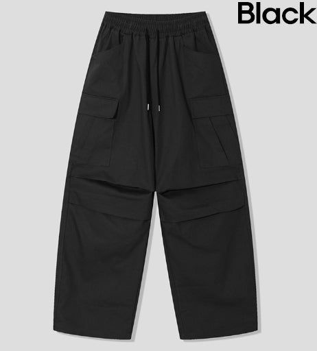 Wild pin tuck cargo cotton pants