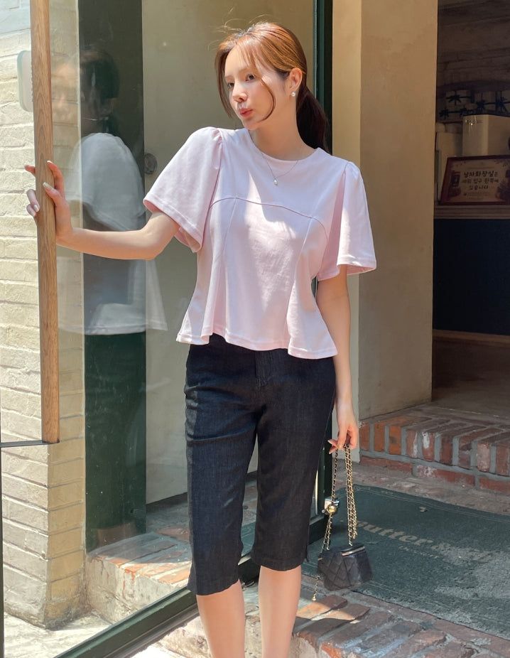 Roden Slit Span Capri Denim Pants