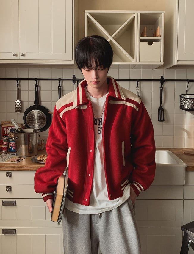 Port Color Matching Varsity Jacket