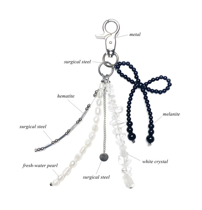 ribbon gemstone keyring (black mix)