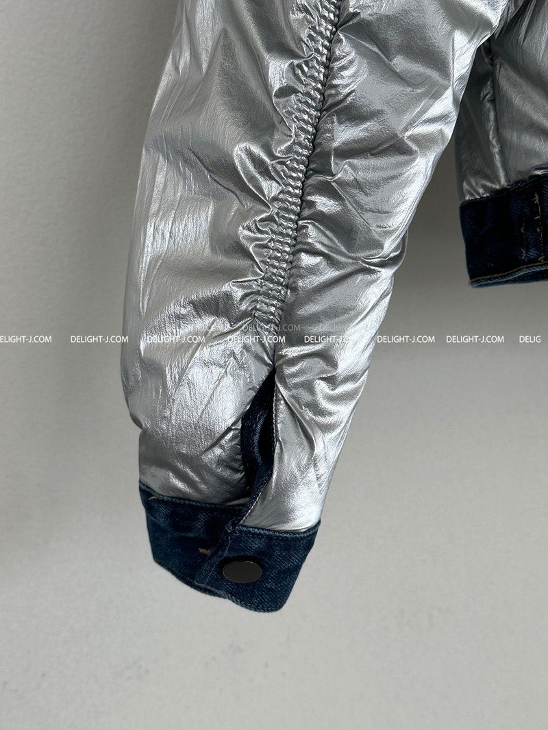 Double-sided reversible denim padded coat