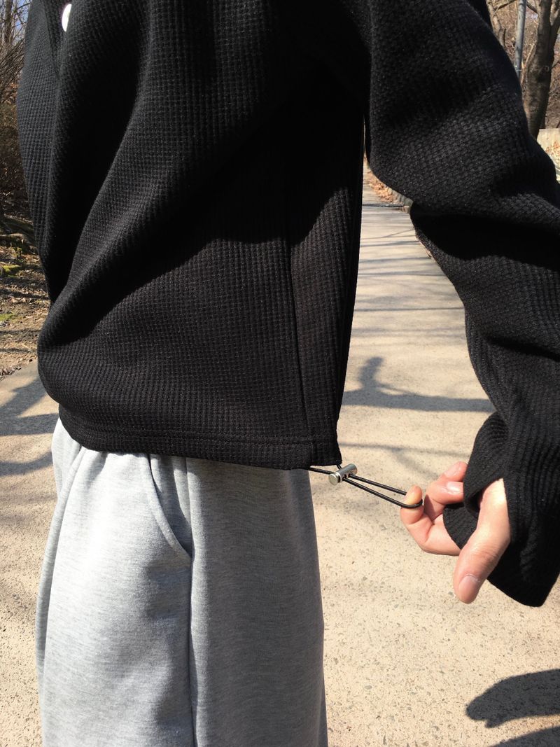 Dev Turtleneck Crop Waffle Sweatshirt 3C