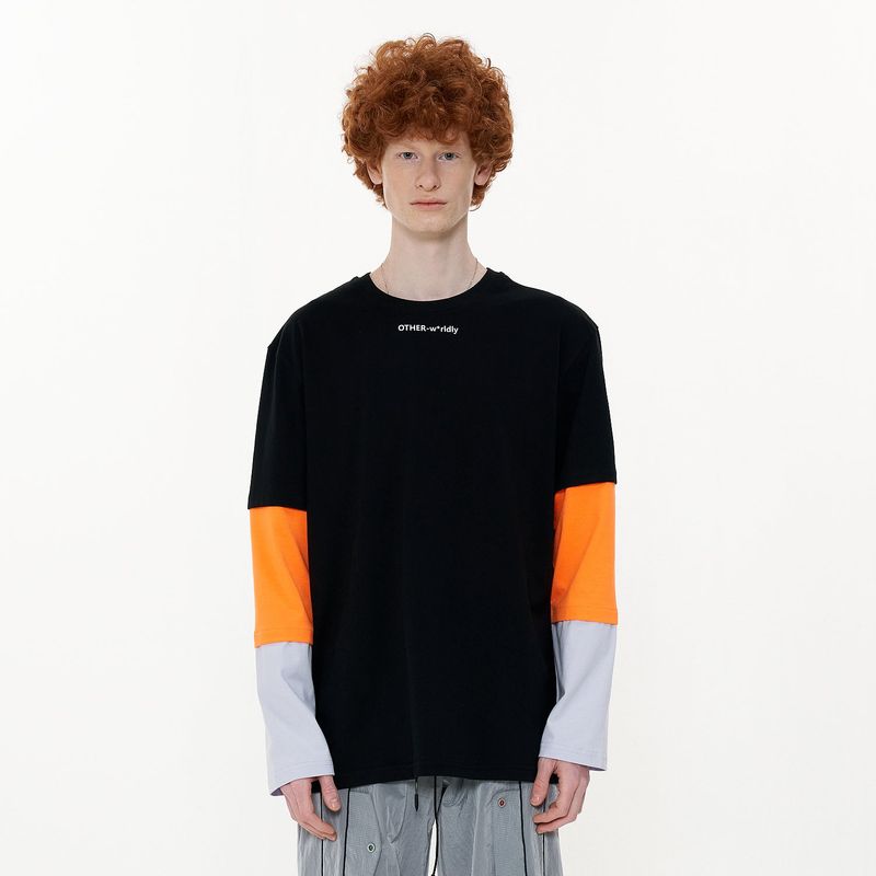 Triple Sleeve T-shirt [Black_Orange_Purple]