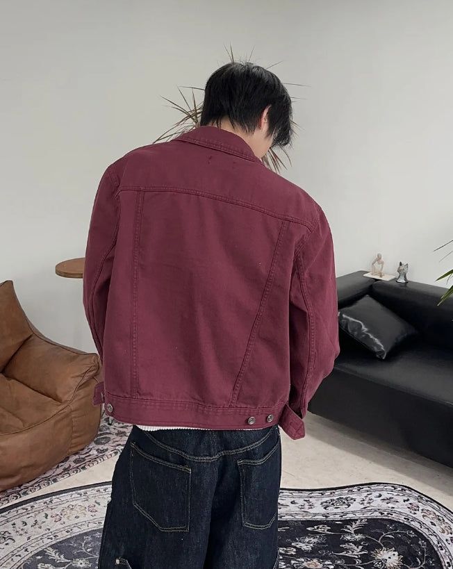 Ruped cropped washed jacket