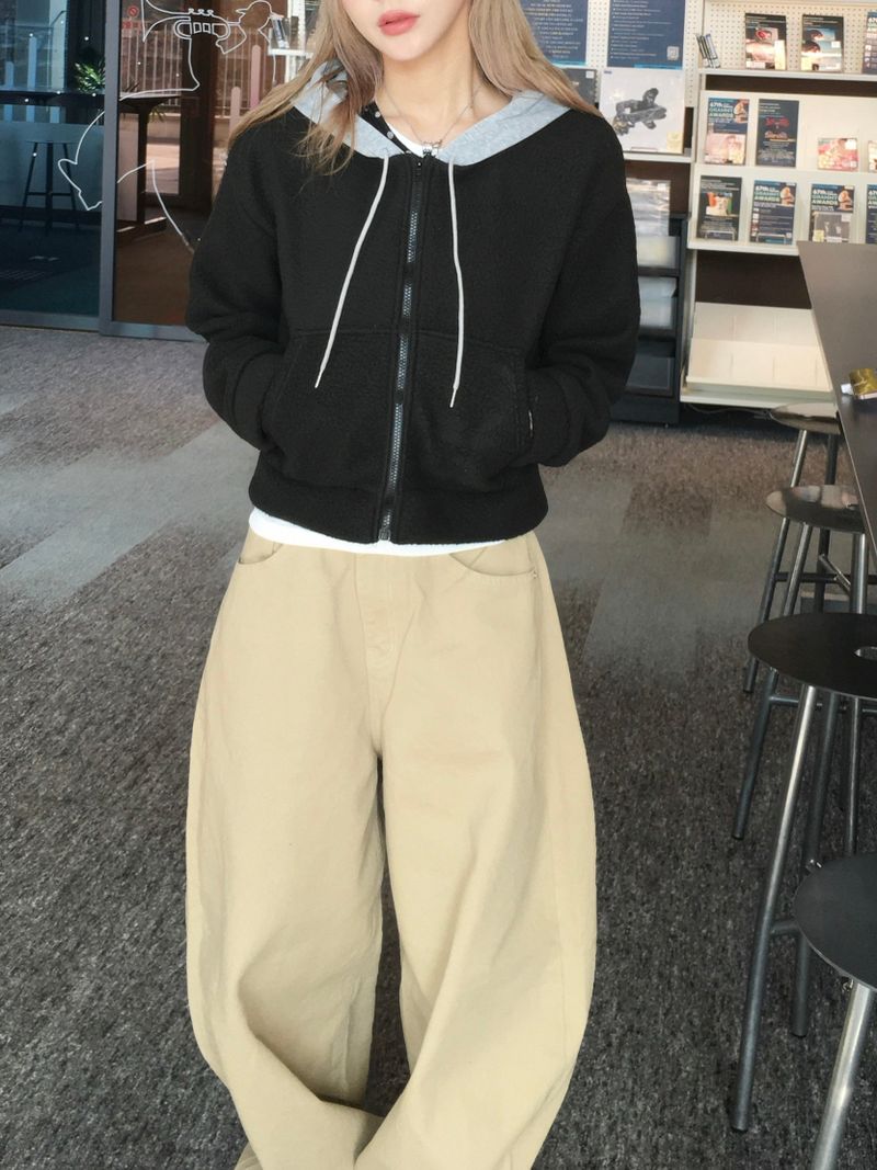 Beary Color Block Crop Hoodie (2c)