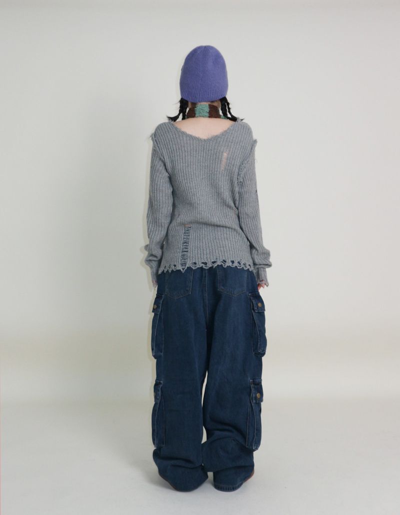 Zelda Double Pocket String Wide Denim Pants