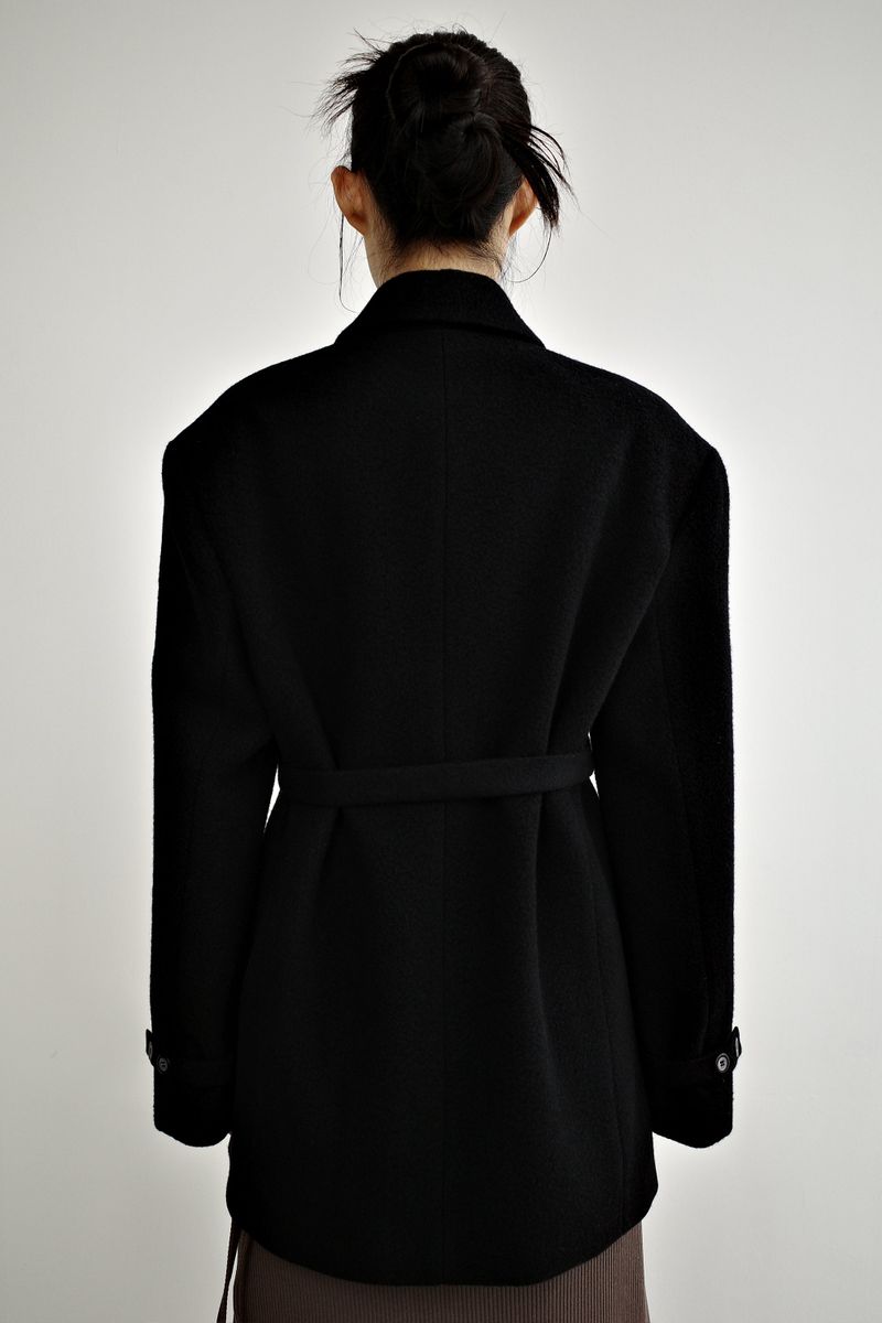 Fuzzy heavy wool coat, Black