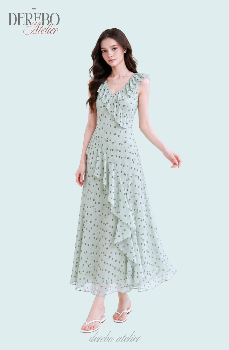 Mint Soufflé Frill Long Dress