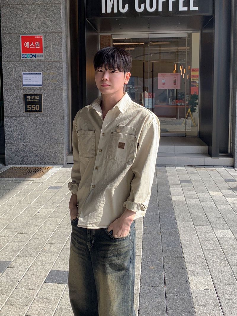 후쿠이 더블 패치 워크 셔츠