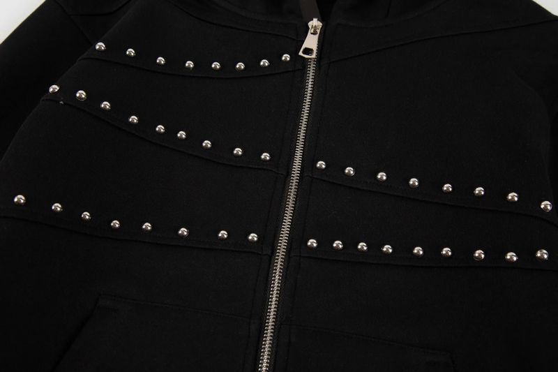 Stud Line Two-Way Hood Zip-Up