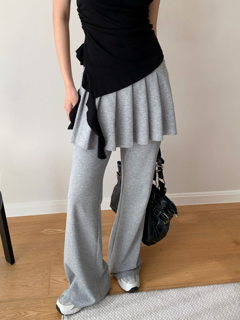 Pleated Skirt Stretch Long Pants