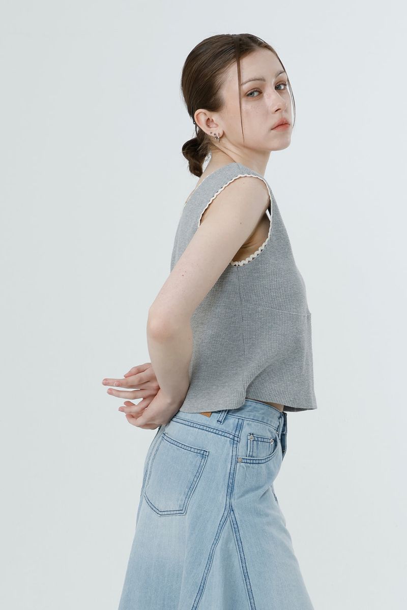 WAFFLE SLEEVELESS_MELANGE GRAY