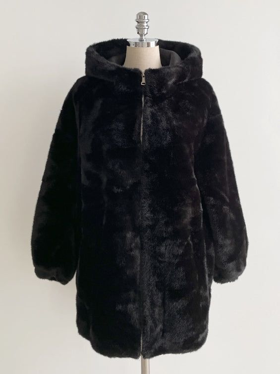 Lenu String Ecofur Mink Mustang Hood Zip-Up