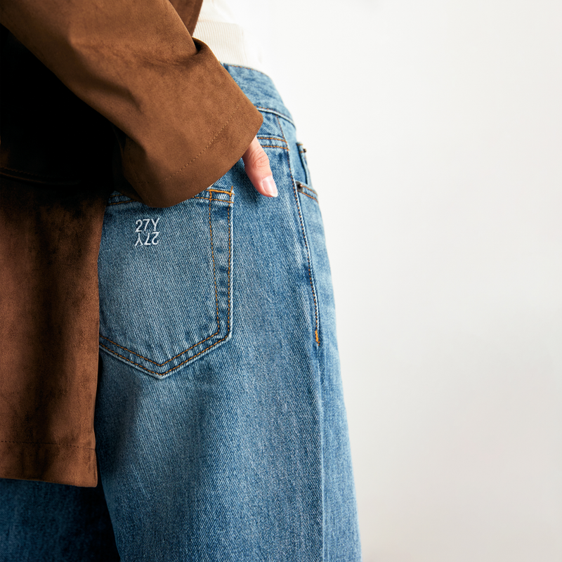 Washed Blue Wide Jean - YW392