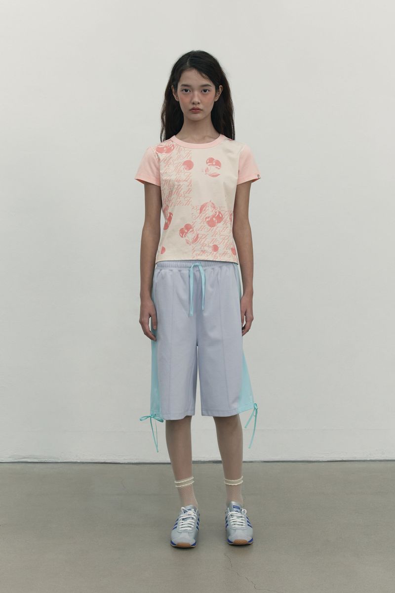 COLOR MIX RIBBON HALF PANTS [SKY]