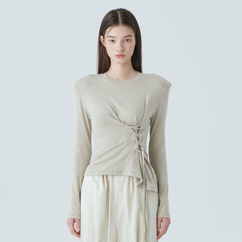 MOIFAIRE(モイフェア)の「CORSET UNBALANCE TOP / BEGIE(Tops)」